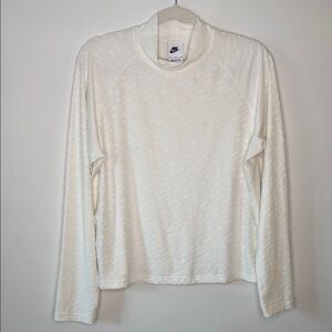 Nike Dri-Fit Ivory Sportswear Icon Clash Mock Neck Long Sleeve Shirt Women’s XL
